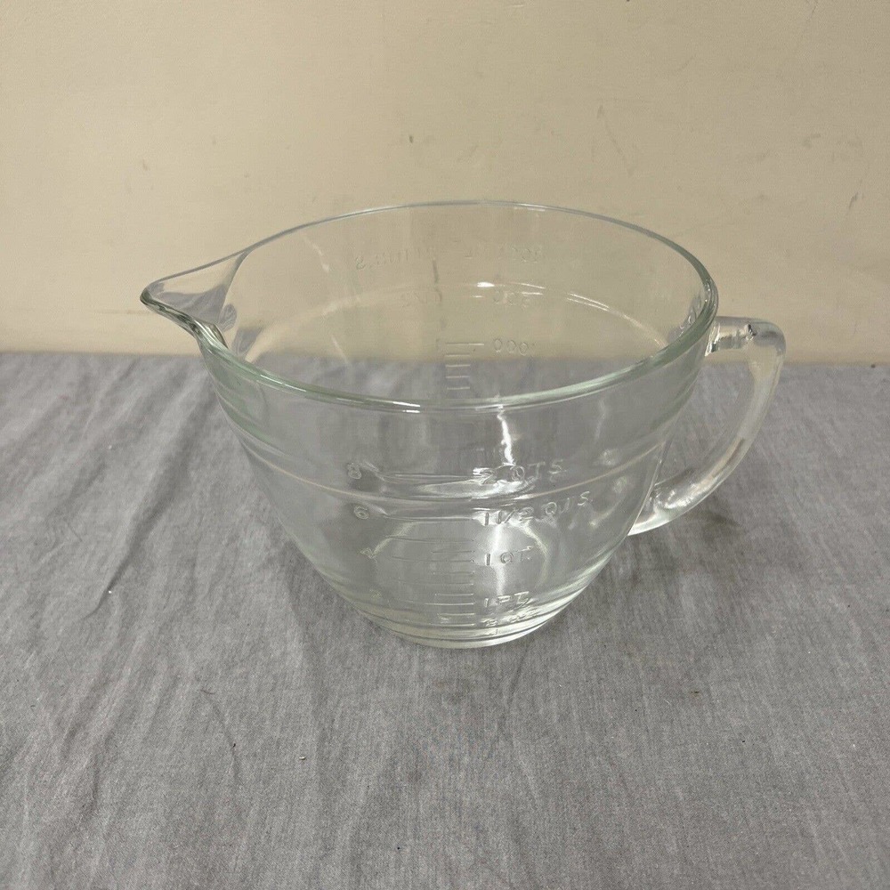 Anchor Hocking 2 Qt 8 Cup Glass Measuring Cup Batter Mixing Bowl USA FS Charity